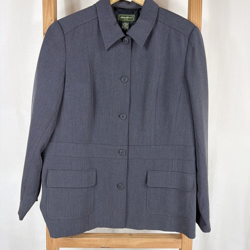 Vintage 90's Eddie Bauer Gray Button Up 2 Pocket Blazer #1323 Size 16